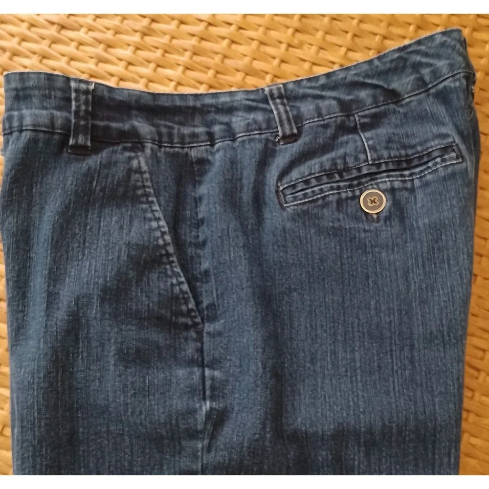 Pappagallo Womens Dark‎ Wash Wide Leg Denim Trouser Jeans Blue Size 10